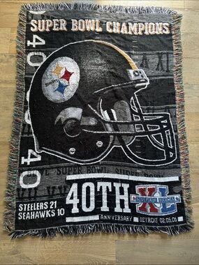 Pittsburgh Steelers Super Bowl Champion Throw Blanket - Black & Gold